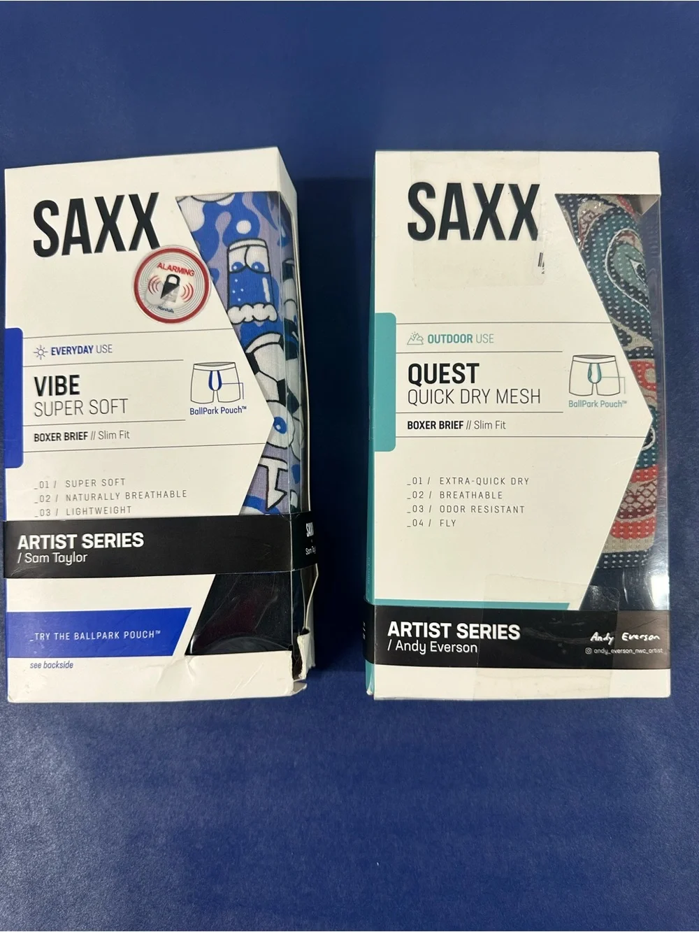 NEW IN BOX - Saxx Quest & Vibe Boxer Briefs - Size XL (2-Pack)